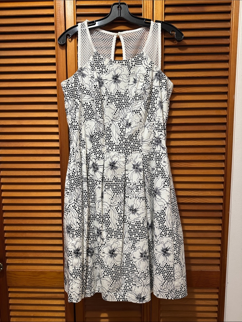 Ricki's White & Black Floral Mesh Yoke Midi Dress